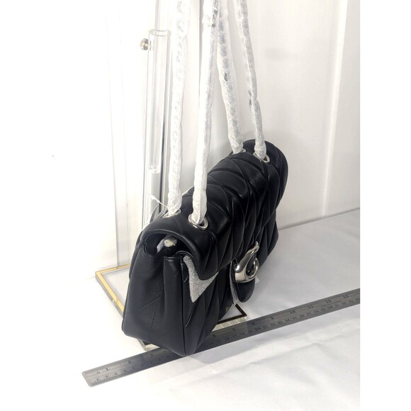 Coach Quilted Tabby Shoulder Bag 26  - Black & Silver, Chain Strap, Brand New - Picture 5 of 11